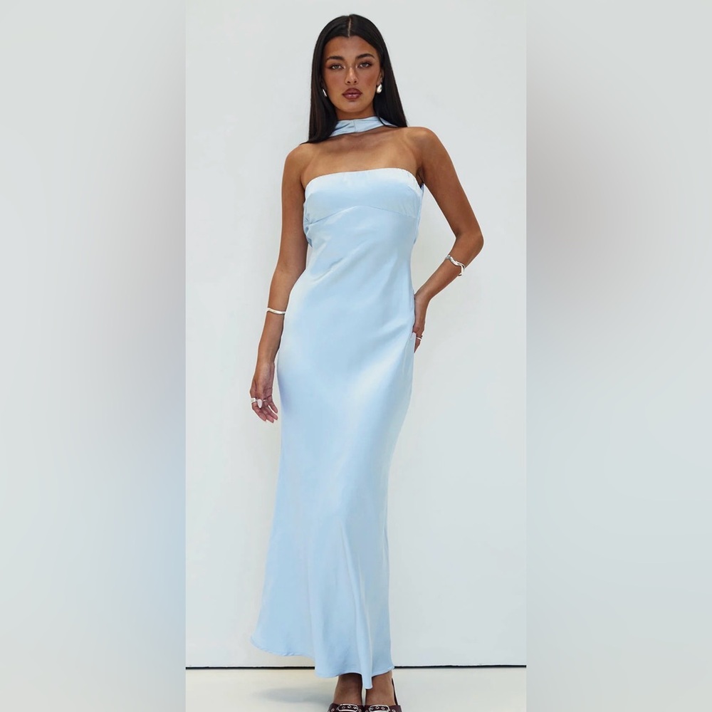 Princess Polly Legacies Strapless Maxi Dress Ice  Blue